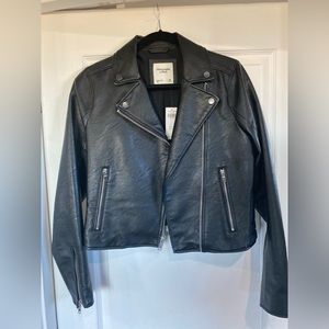 Abercrombie and Fitch black Faux Leather Moto Jacket - Medium